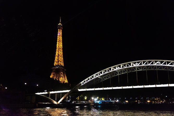Paris 3-Courses Gourmet Dinner Seine River Cruise with Champagne - The Eiffel Tower after dark