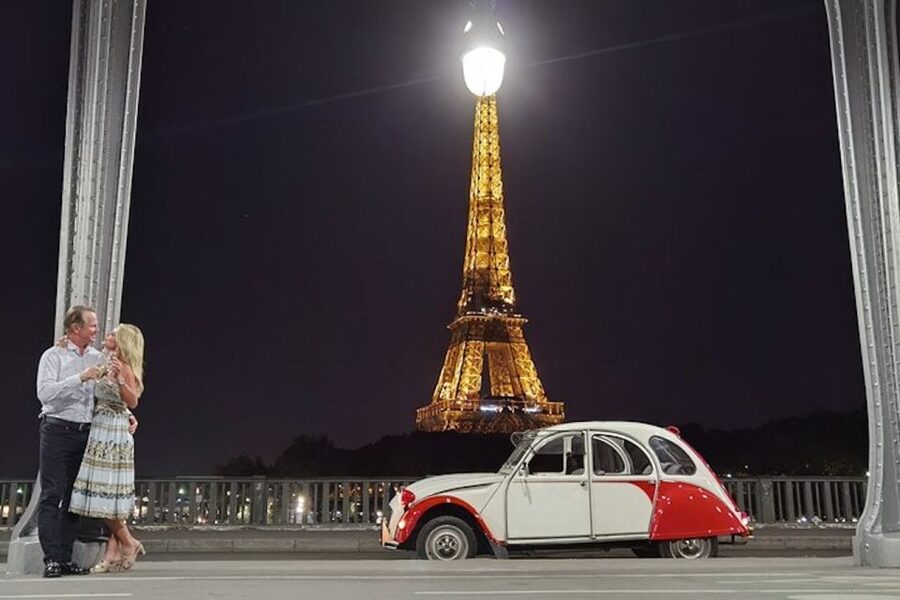 Paris: City Sightseeing Tour at Night in Vintage Car - Montmartre adds a hilltop change of pace