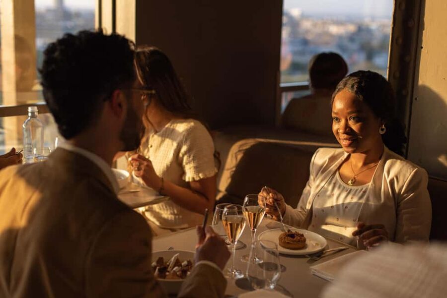 Paris: Early Dinner at Madame Brasserie in the Eiffel Tower - Riding up to the first floor