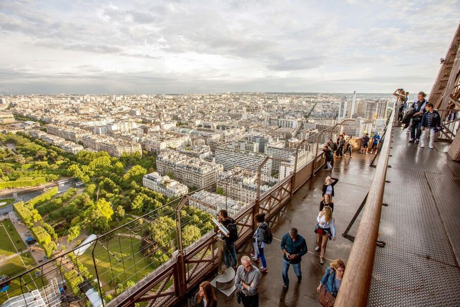Paris: Eiffel Tower Summit or Second Floor Access - The first-floor glass floor on the way down